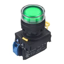 Nút nhấn Idec nhả phẳng có đèn, Ø22, 24V AC/DC, , 1NC-1NO, nhấn giữ, màu xanh lá, YW1L-AF2E11Q4G